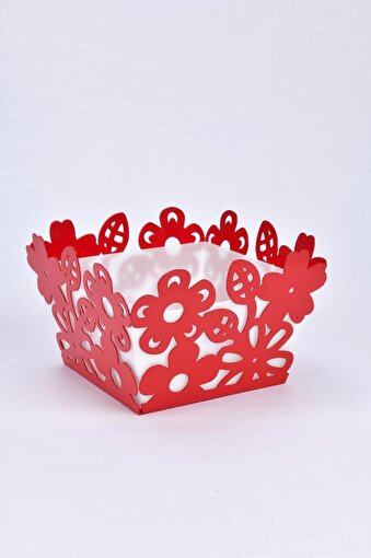 Picture of Mayer Decorative Floral Bread Basket Red