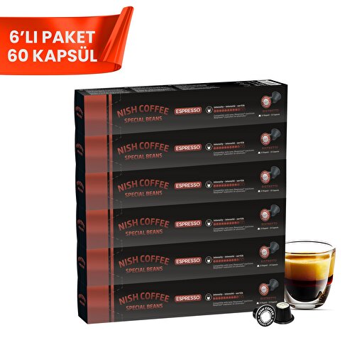 Nish Nespresso Uyumlu Kapsül Kahve 10 Ristretto 6'lı Set (60 Kapsül). ürün görseli