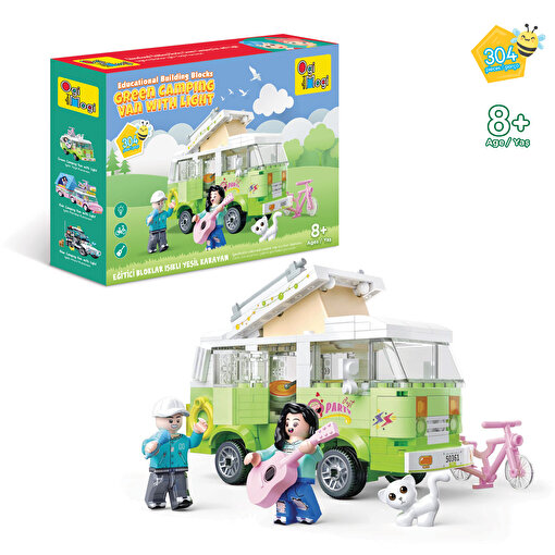 Ogi Mogi Toys Eğitici Bloklar Işıklı Yeşil Karavan 304 Parça, Lego Uyumlu Yapı Seti. ürün görseli