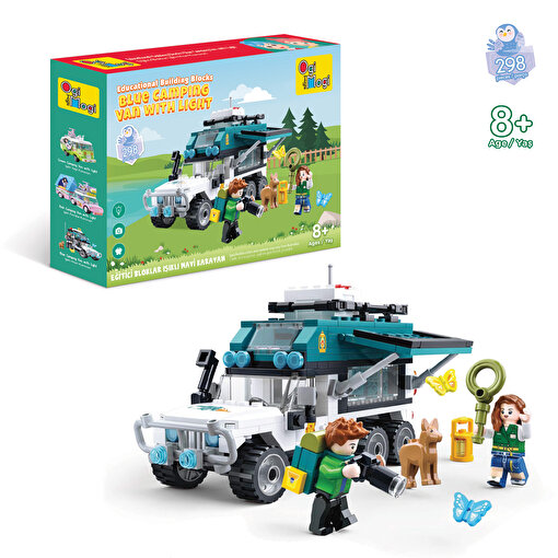 Ogi Mogi Toys Eğitici Bloklar Işıklı Mavi Karavan 298 Parça, Lego Uyumlu Yapı Seti. ürün görseli