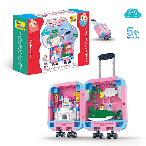 Ogi Mogi Toys Eğitici Bloklar Pembe Harika Valiz 519 Parça, Lego Uyumlu Yapı Seti. ürün görseli