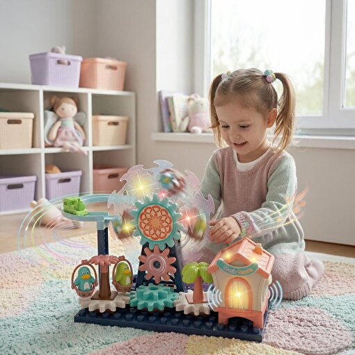 Ogi Mogi Toys Işıklı ve Sesli Dönme Dolaplı Penguenli Lunapark Oyun Seti. ürün görseli