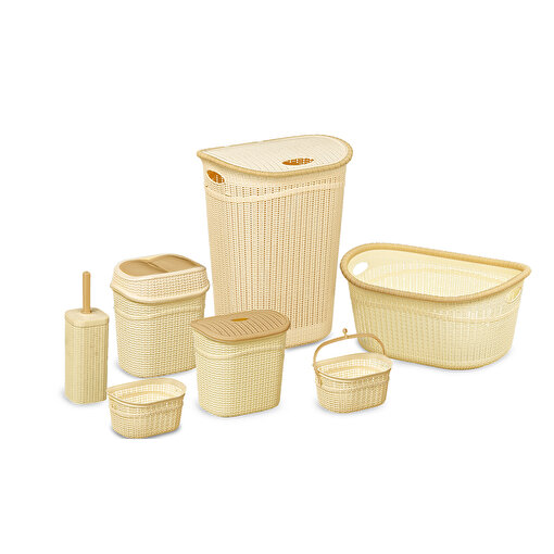 Picture of Plastart Ghiordes Laundry Set-7 Pcs Beige & Brown ( La-150 , La-530 , Ck-770 , Ba-375 ,La-610, La-245, Ba-245 )