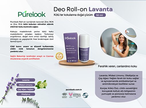 Purelook Deo Roll-On 50 ml Lavanta Organik . ürün görseli