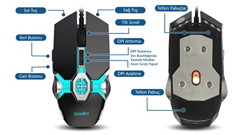 Quadro RC112 USB Mouse RGB Oyuncu Mouse. ürün görseli