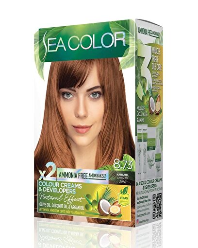 Picture of SEA COLOR AMMONIA FREE  HAIR DYE KIT 8.73