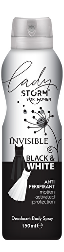 Picture of Lady Storm Deodorant Spray For Women Anti Perspirant invisible Black White 150 Ml