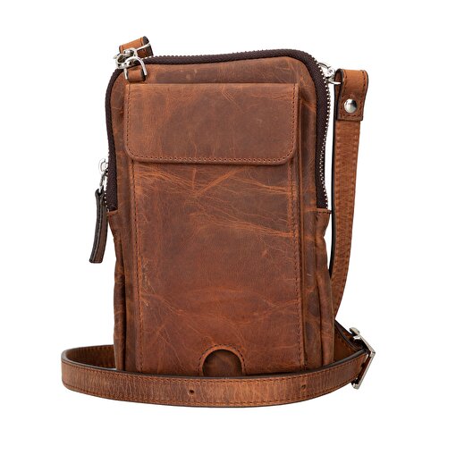 BloomNino Saddle Brown Hakiki Deri Crossbody Çanta. ürün görseli