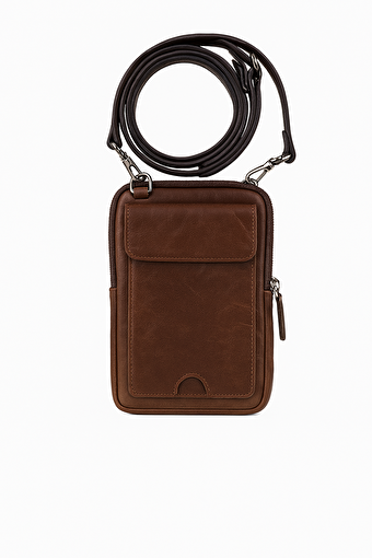 BloomNino Mahogany Brown Hakiki Deri Crossbody Çanta. ürün görseli