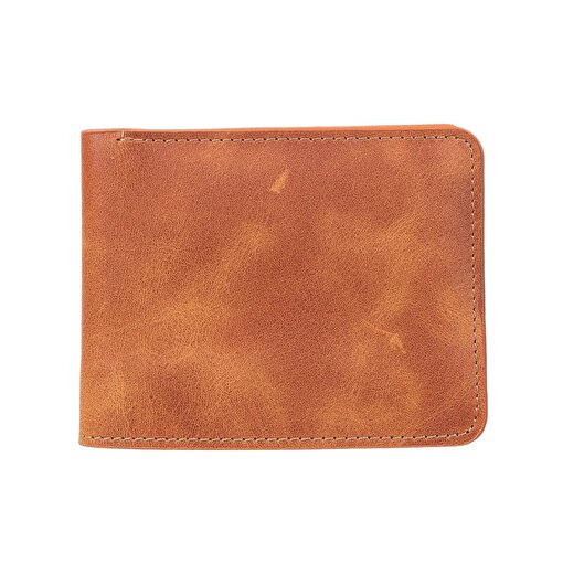 BloomFold Cognac Tan Hakiki Deri Cüzdan resmi