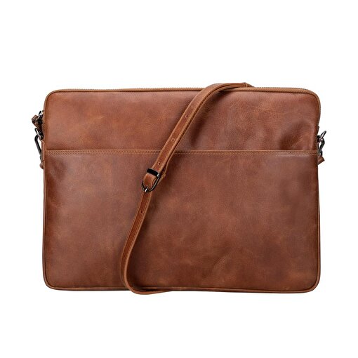 BloomSleeve Leeds 14" Cognac Brown Hakiki Deri Laptop & Tablet Kılıfı. ürün görseli