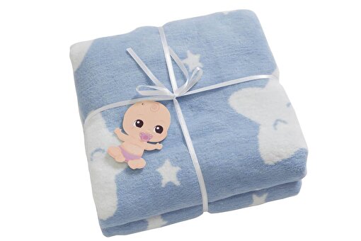 Dolce Bonita Home Pamuklu Bebek Battaniye Star Açık Mavi. ürün görseli