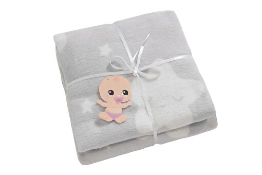 Dolce Bonita Home Pamuklu Bebek Battaniye Star Açık gri. ürün görseli