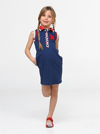 Picture of Casabony Casa Polo Neck Girls Navy Dress 3 Years