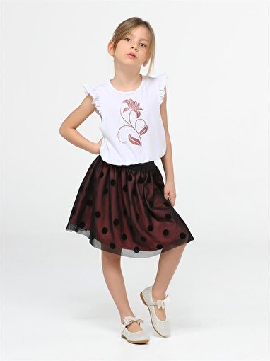 Picture of Casabony Velour Printed Tulle Skirt Set for Girls 3 Years