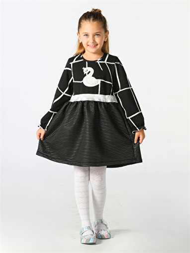 Picture of Casabony Swan Jacquard Black Girl Dress 3 Years