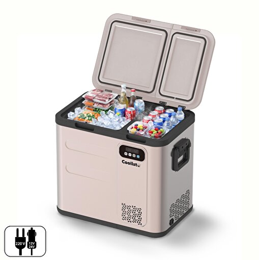 Coolist CLK60D 12/24V/220Volt 59 Litre Çift Bölmeli Outdoor Kompresörlü Bluetooth Bağlantılı Oto Buzdolabı. ürün görseli