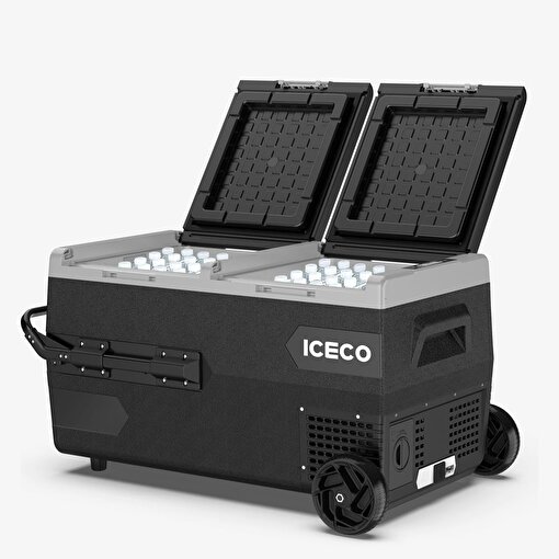 ICECO K75D 12/24Volt 75 Litre Akülü/Kablolu/ Çift Bölmeli Kompresörlü Tekerlekli Outdoor Oto Buzdolabı/Dondurucu (Akü Dahil Değildir). ürün görseli