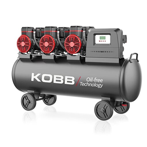 KOBB KBK100S 6.0HP 100Lt 8Bar Üç Motorlu Yağsız Sessiz Taşınabilir Hava Kompresörü. ürün görseli