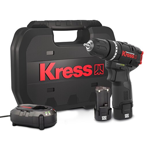 Kress KUC12 12Volt/2.0Ah Li-ion Çift Akülü Kömürsüz Profesyonel Şarjlı Darbeli Matkap. ürün görseli
