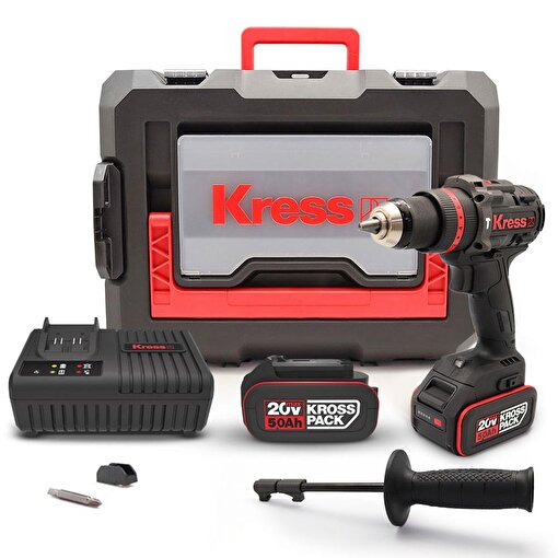 Kress KUC33.1 20Volt/5.0Ah Li-ion 95Nm Çift Akülü Kömürsüz Profesyonel Şarjlı Darbeli Matkap. ürün görseli