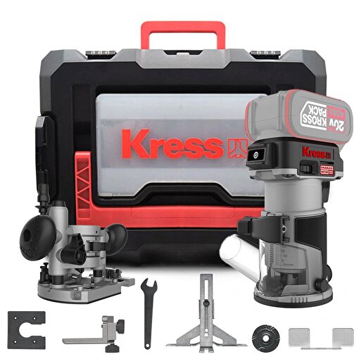 Kress KUD26.91 20Volt Kömürsüz 6/8mm Devir Ayarlı Şarjlı Profesyonel Avuç İçi El Frezesi Formika Tıraşlama (Akü Dahil Değildir). ürün görseli