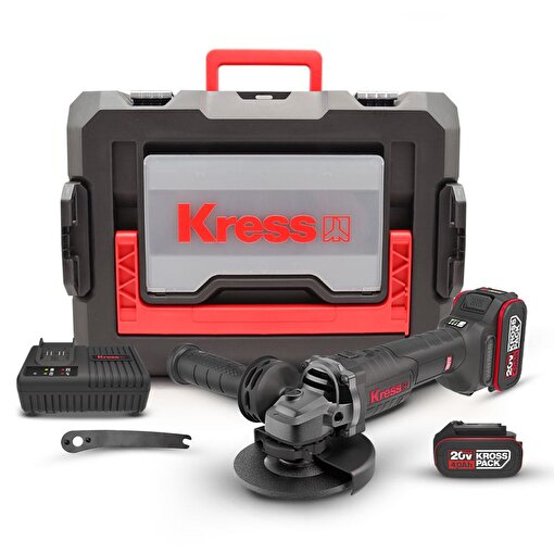 Kress KUH10.2 20Volt 4.0Ah. Li-ion Çift Akülü 125mm Kömürsüz Profesyonel Şarjlı Devir Ayarlı Avuç Taşlama . ürün görseli