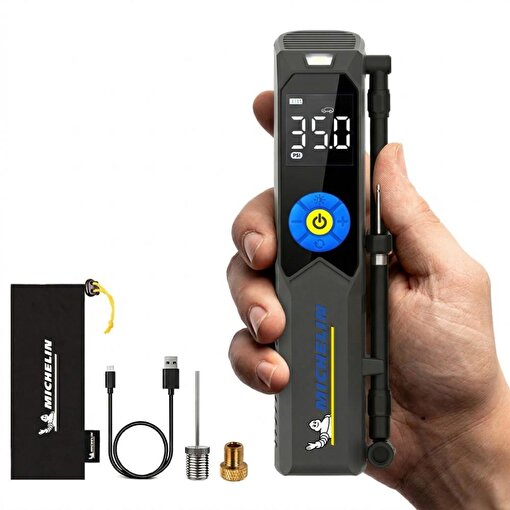 Michelin MC34648 Şarjlı Li-ion 150 PSI Taşınabilir Dijital Basınç Göstergeli Led Aydınlatmalı Lastik Şişirme Pompası . ürün görseli