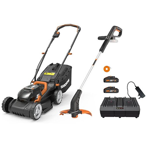 WORX WG927E 40Volt 2.0Ah. Li-ion 34cm Profesyonel Şarjlı Çim Biçme + WG157E.9 20Volt 25cm Misinalı Çim ve Kenar Kesme. ürün görseli