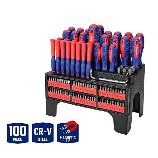 WORKPRO WP200560 100 Parça Duvar Askı Aparatlı Profesyonel CR-V Manyetik Tornavida ve Bits Uç Seti. ürün görseli
