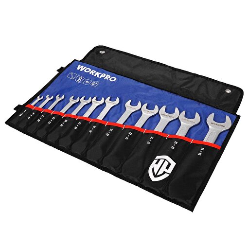 WORKPRO WP202507 6-32mm 12 Parça CR-V Profesyonel Açık Ağız Anahtar Takımı + Bez Taşıma Kılıfı. ürün görseli