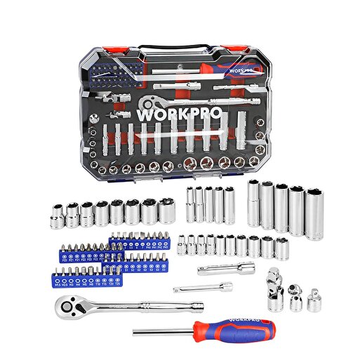 WORKPRO WP202524 1/4'’ 3/8’’ Metrik 75 Parça Cr-V Profesyonel Lokma Takımı . ürün görseli