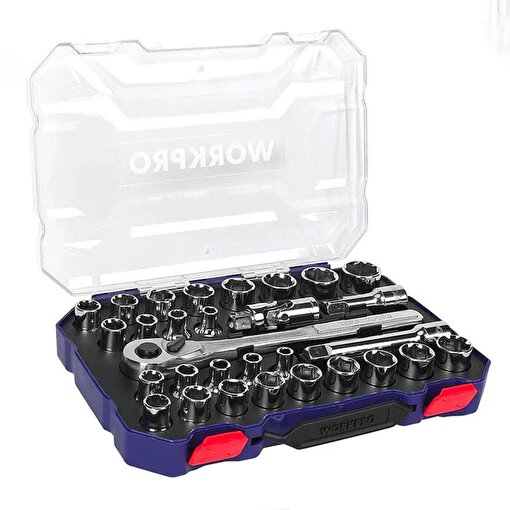 WORKPRO WP202525 30 Parça 1/2’’ CR-V Metrik/İnç Profesyonel Lokma Takımı. ürün görseli