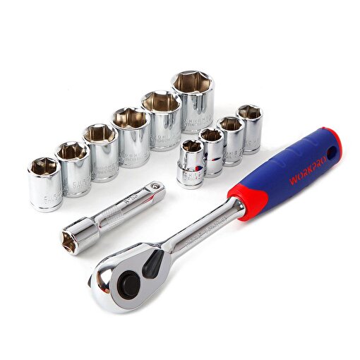 WORKPRO WP202557 12 Parça 3/8’’ CR-V Metrik Profesyonel Lokma Takımı. ürün görseli