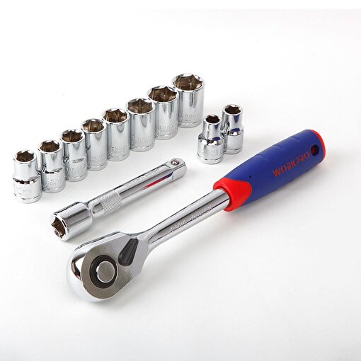 WORKPRO WP202558 12 Parça 1/2’’ CR-V Metrik Profesyonel Lokma Takımı. ürün görseli