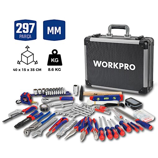 WORKPRO WP209100 297 Parça CR-V Profesyonel El Aleti Tamir Seti Tamir Bakım Çantası . ürün görseli