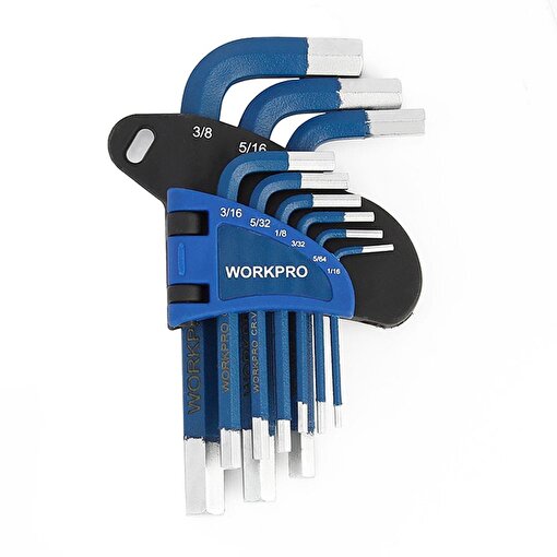WORKPRO WP222014 9 Parça Kısa Boy CR-V Metrik Profesyonel Allen Anahtar Takımı. ürün görseli