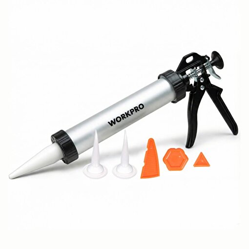 WORKPRO WP224006 590ml 6 Parça Alüminyum Profesyonel Sosis Tipi Silikon Tabancası. ürün görseli