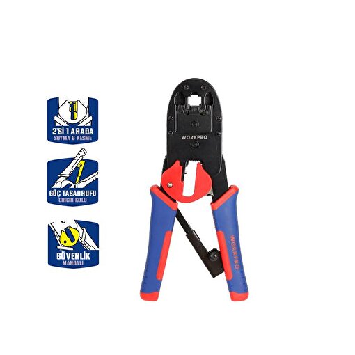 WORKPRO WP292001 RJ45/RJ11/RJ12/RJ22 Profesyonel Konnektör Sıkma Pensesi . ürün görseli
