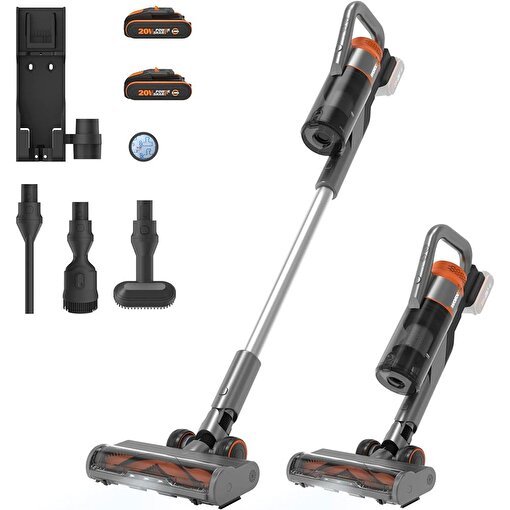 WORX WX038 20Volt 2.0Ah. Li-ion 105Watt Çift Akülü Kömürsüz Siklonik Sistem Şarjlı Dikey Süpürge. ürün görseli