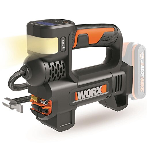 WORX WX092.9 20Volt 150 PSI Ayarlanabilir Dijital Basınç Göstergeli Hava Pompası + LED Lamba (Akü Dahil Değildir). ürün görseli