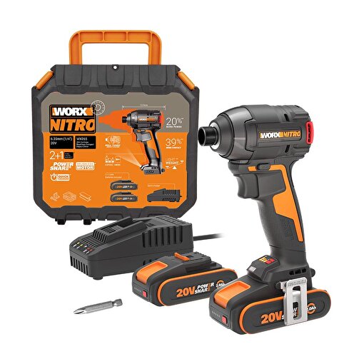 WORX WX265 20Volt 2.0Ah Li-ion Çift Akülü 200Nm Kömürsüz Profesyonel Şarjlı Darbeli Tornavida. ürün görseli