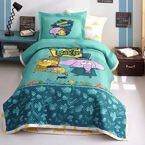 Picture of Hobby Kral Şakir Muhtişim Detectives - Licensed Quilted Bedspread with Pillows