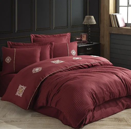 Picture of Hobby Elegant Zeugma Claret Red - Double Embroidered Satin Duvet Cover Set