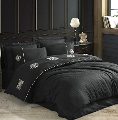 Picture of Hobby Elegant Zeugma Black - Double Embroidered Satin Duvet Cover Set