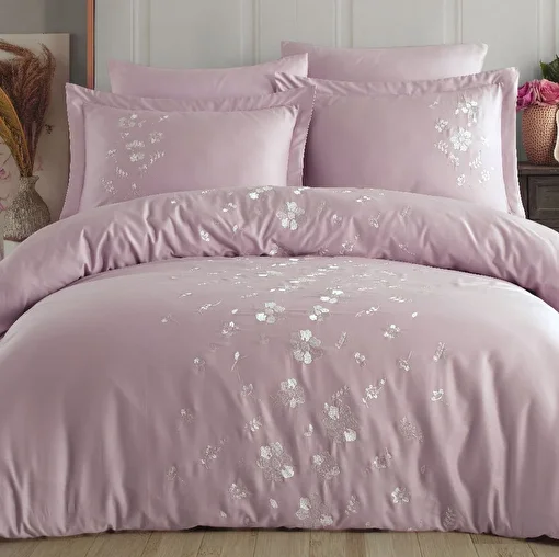 Picture of Hobby Premium Ella Pudra - Poplin Double Embroidered Duvet Cover Set