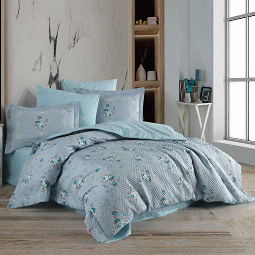 Hobby Martha Mint - Tek Kişilik Poplin Kapitone Nevresim Takımı. ürün görseli