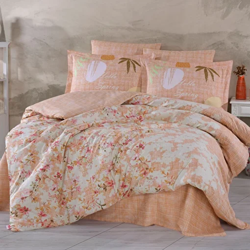 Picture of Hobby Lily Salmon- Poplin Double Duvet Cover Set