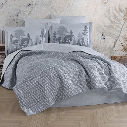 Picture of Hobby Tully Gray - Double Poplin Quilted Duvet Cover Set