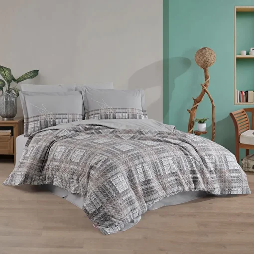 Picture of Hobby Lucia Gray - Double Poplin Quilted Duvet Cover Set